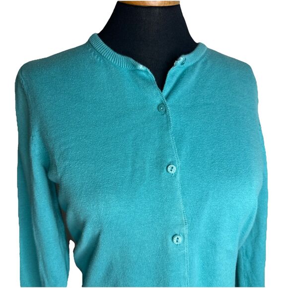 Vintage Cherokee Womens Small Teal Cardigan Button Up Sweater Cotton Cozy - Picture 2 of 10
